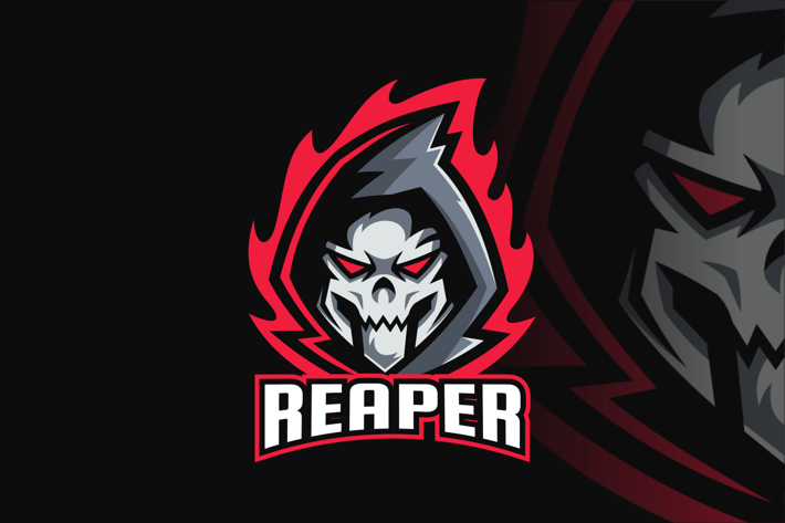 Reaper Skull Head Mascot Logo Design