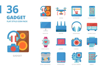 Gadget Flat Style Icon Set