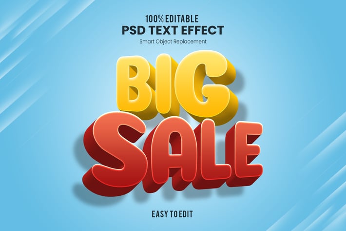 Big Sale - Playful 3D PSD Text Effect