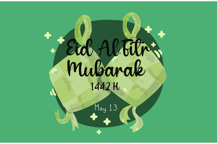 Happy Eid Al-Fitr with Traditional Ketupat