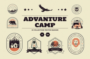 Camp Badges Illustration Set 
