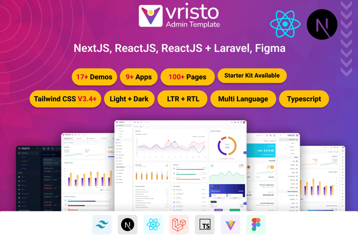 Vristo – Tailwind ReactJS, NextJS Admin Template