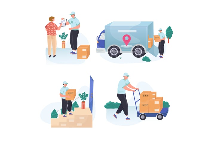 Delivery Service Concept Scenes Set