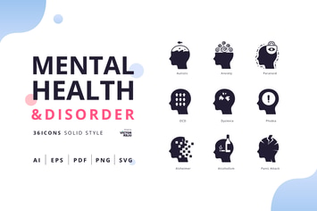 Mental Health&Disorder Solid Style Pack