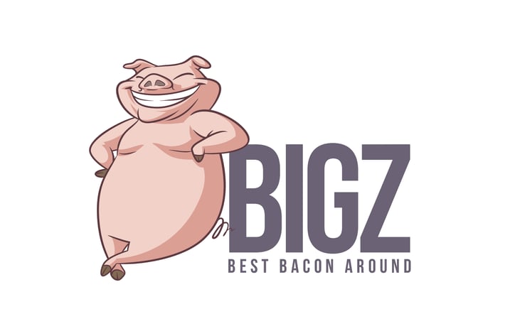 Cartoon Happy Pig Mascot Logo