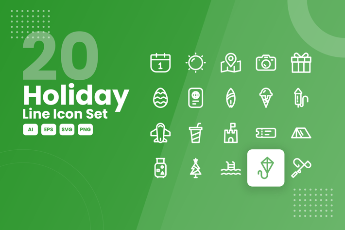 20 Holiday Line Icon Set