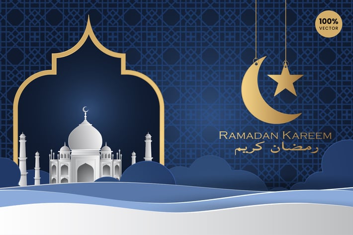 Ramadan kareem Paper Art Vector Card Vol.8