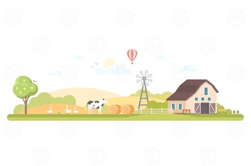 Rural landscape - flat design style illustration