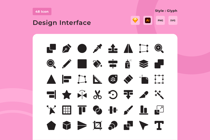 Design Interface Glyph Style Icon Pack