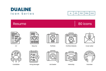  80 Resume Line Icons