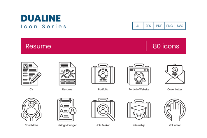  80 Resume Line Icons