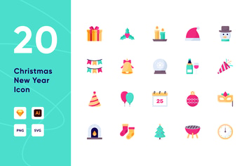 Merry Christmas And Happy New Year Icon
