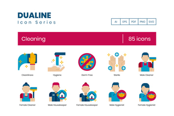 85 Cleaning Flat Icons