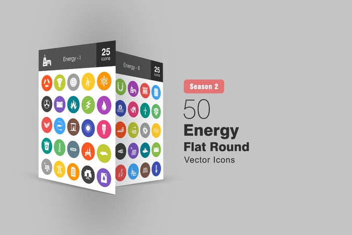 50 Energy Flat Round Icons Season II