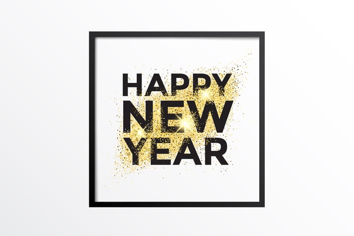Gold glitter New Year greeting card