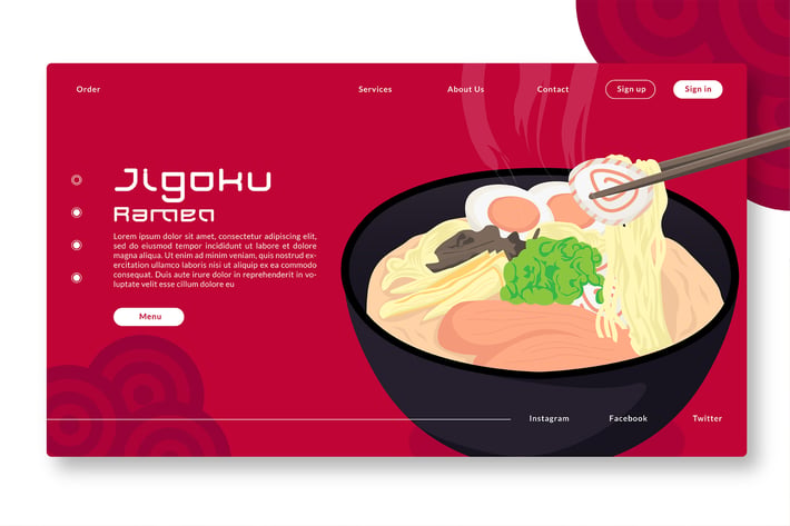 Jigoku Ramen - Web Header & Vector Illustration