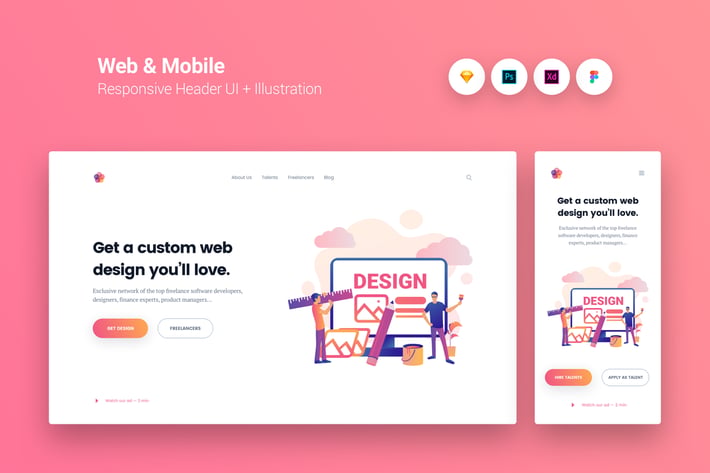 Web & Mobile Responsive Cover UI + Illustration 9