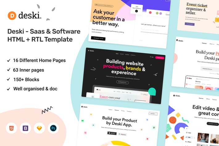 Deski - Saas & Software HTML + RTL Template
