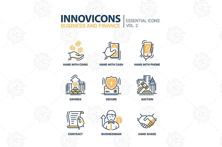 Set of modern office thin line flat design icons