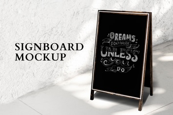Chalkboard sign mockup for restaurant