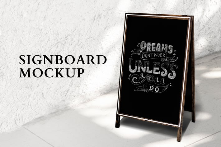 Chalkboard sign mockup for restaurant