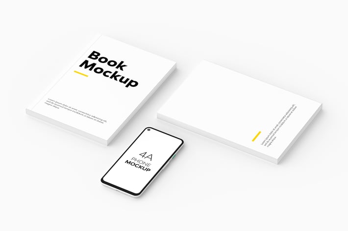 Book & 4A Phone Mockup