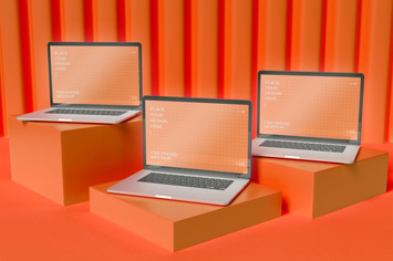 Three Laptop Mockup