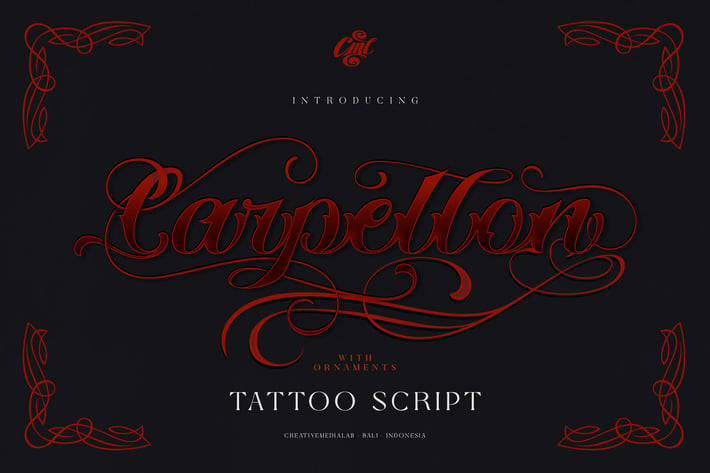 Carpellon Tattoo Script with Ornament