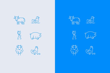 set of vector farm animals icons