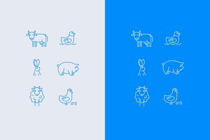 set of vector farm animals icons