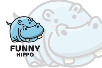 Funny Hippo Cute Logo Template