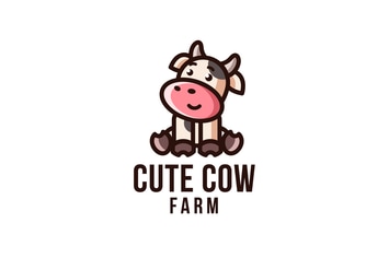 Cute Cow Farm Logo Template