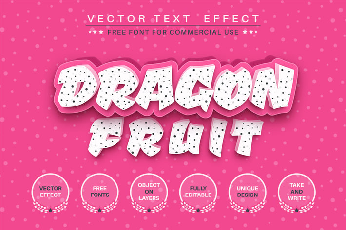 Dragon fruit - editable text effect, font style