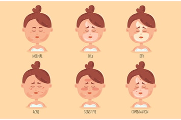 Girl Skin Types Cartoon Illustration