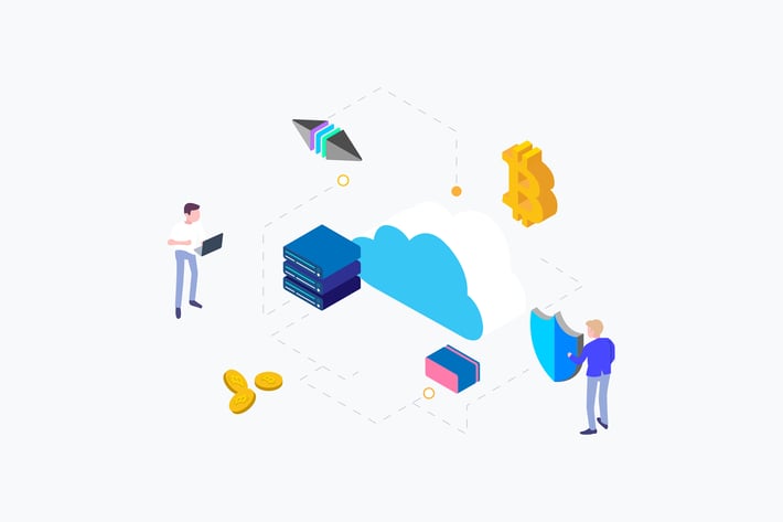 Cloud Mining Cryptocurrency Isometric Illustration