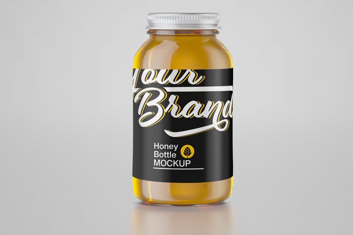 Honey Glass Jar with Spoon Mockup