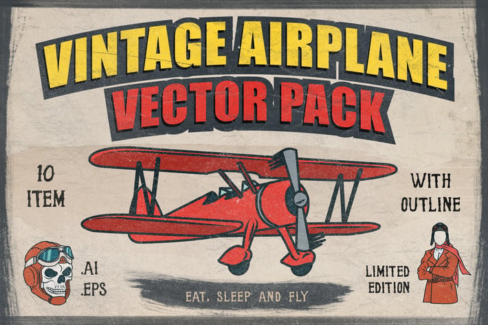 Vintage Airplane Vector Pack