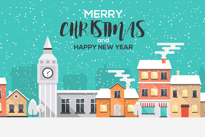 Flat Design Urban winter landscape