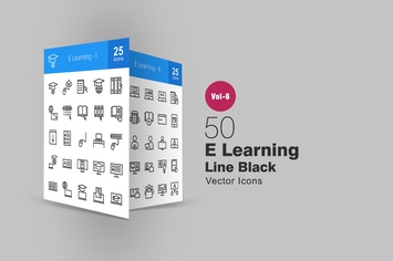 50 E-Learning Line Icons