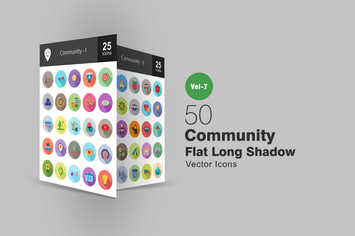 50 Community Flat Shadowed Icons