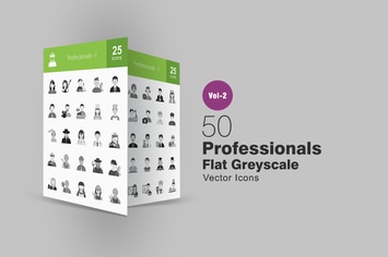 50 Professionals Greyscale Icons