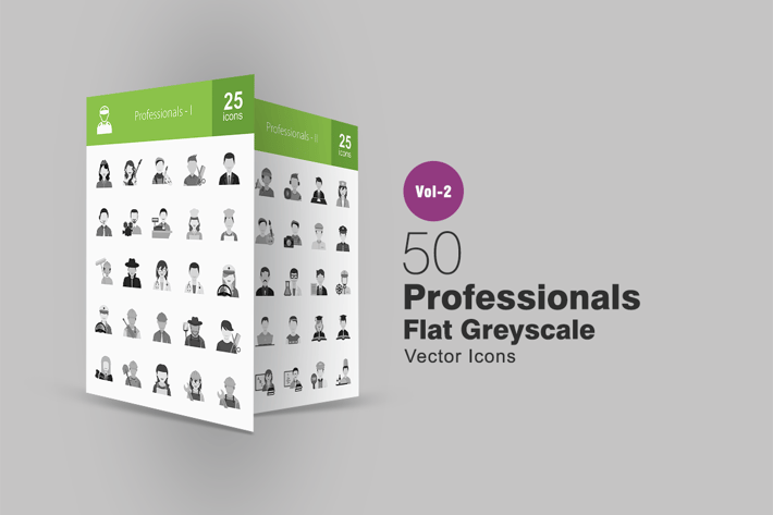 50 Professionals Greyscale Icons