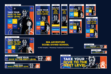 Scuba Diving School, Sea Adventure Banners Ad