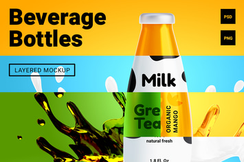3d beverage bottles mockup