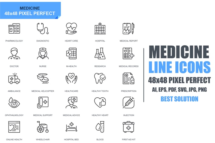 Simple Set Healthcare and Medical Line Icons