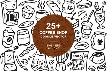 Coffee Shop Doodle Art Illustration