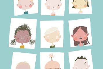 Cute Cartoon Girls and Boys Portraits Different