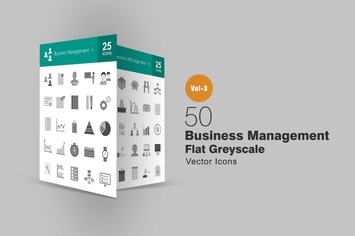50 Business Management Greyscale Icons