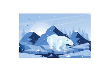 White Polar Bear Winter Illustration