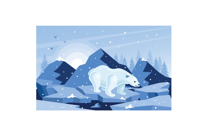 White Polar Bear Winter Illustration